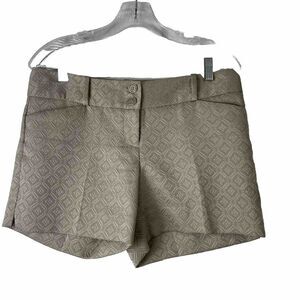 The Limited Women's Cassie Shorts Jacquard Pattern Sz 4 Beige Pockets Side Slits